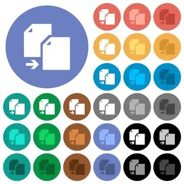 Copy document solid round flat multi colored icons Stock Illustration