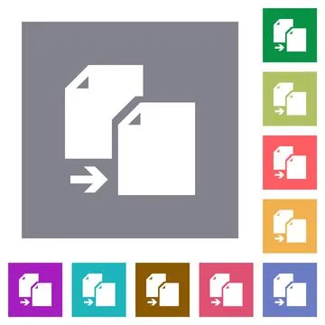 Copy document solid square flat icons Stock Illustration