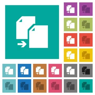 Copy document solid square flat multi colored icons Stock Illustration