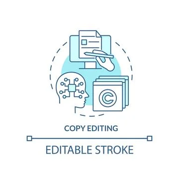 Copy editing turquoise concept icon Stock Illustration