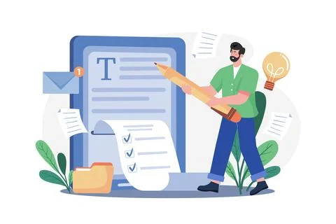 Copy Editor Illustration concept. A flat illustration isolated on white bac.. Stock Illustration