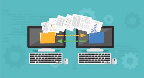 Copy File, Data Exchange. Transfer file concept Stock Illustration