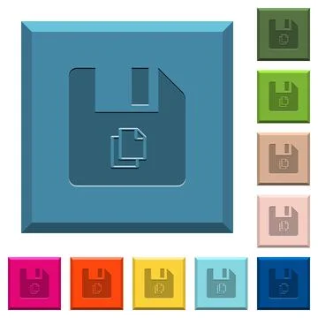 Copy file engraved icons on edged square buttons イラスト素材