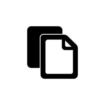 Copy file icon. Duplicate document symbol black on white background Stock Illustration