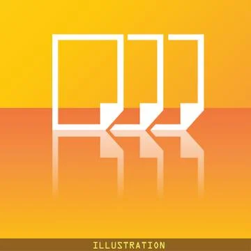 Copy file icon symbol Flat modern web design with reflection and space for your Stock Illustration