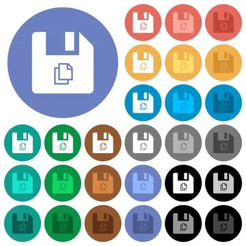 Copy file round flat multi colored icons Stockillustratie