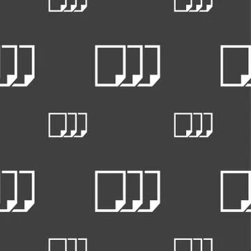Copy file sign icon. Duplicate document symbol. Seamless pattern on a gray ba Stock Illustration