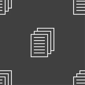 Copy file sign icon. Duplicate document symbol. Seamless pattern on a gray backg Stock Illustration