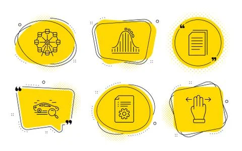 Copy files, Technical documentation and Ferris wheel icons set. Vector Stock Illustration