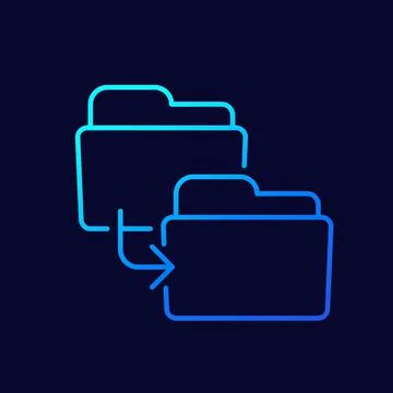 Copy folder icon, thin line vector Stock Illustration