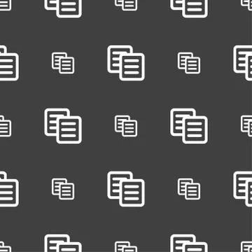 Copy icon sign. Seamless pattern on a gray background. Vector Stock Illustration