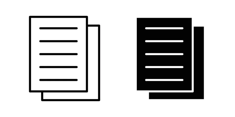 Copy icon thin line and clipart style vector set Stock Illustration