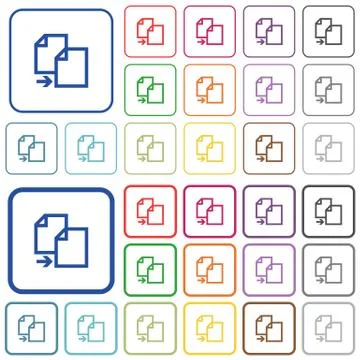 Copy item color outlined flat icons 스톡 일러스트
