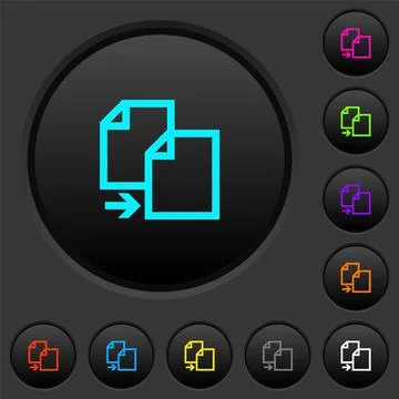 Copy item dark push buttons with color icons 스톡 일러스트