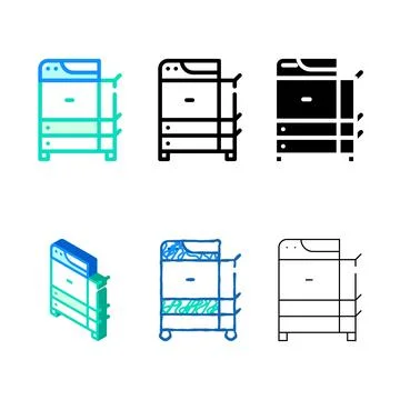 Copy machine equipment color icon vector multipack Illustrazione stock