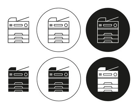 Copy Machine flat line icon collection. Copy Machine set in black and white.. Stock Illustration