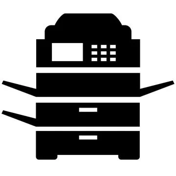 Copy machine icon. Office multifunction copier machine sign. Photocopier Stock Illustration