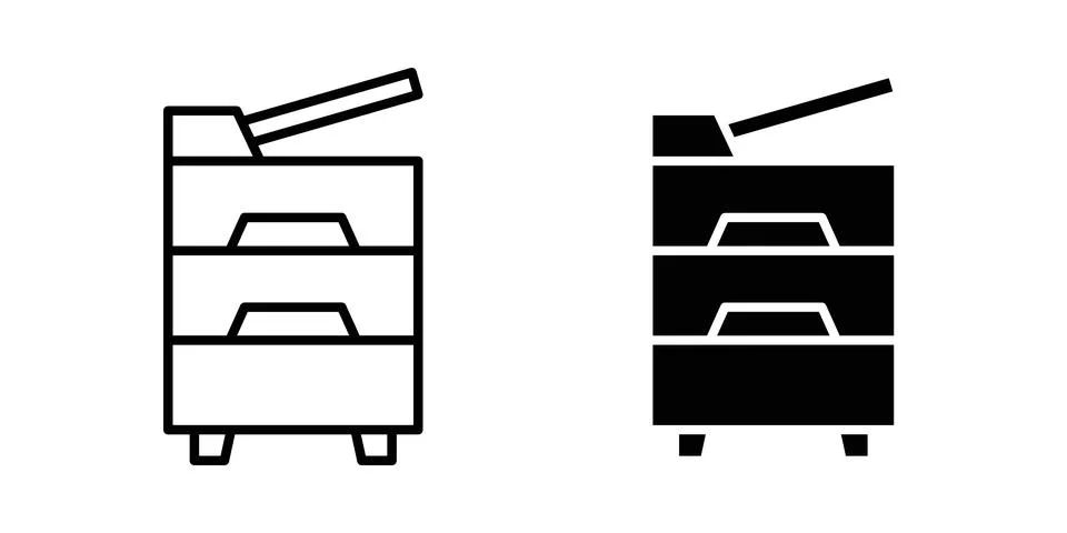 Copy Machine icon solid, line, and editable vector set. 库存插图