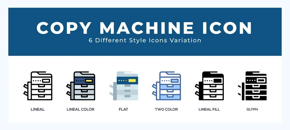 Copy machine icon symbol. logo illustration with different styles Stockillustratie
