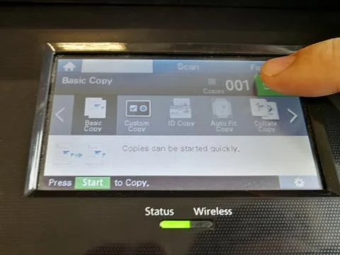 Copy machine LCD screen with options Stock Photos