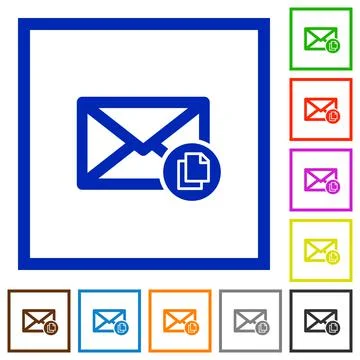 Copy mail flat framed icons イラスト素材