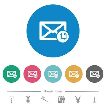 Copy mail flat round icons Stock Illustration