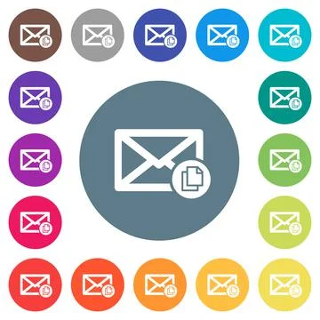 Copy mail flat white icons on round color backgrounds イラスト素材