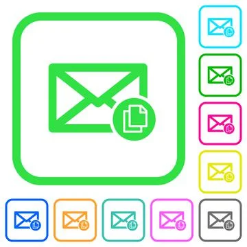 Copy mail vivid colored flat icons Stock Illustration