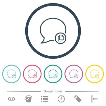Copy message outline flat color icons in round outlines Stock Illustration