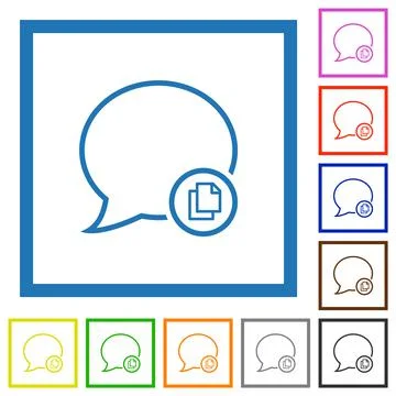 Copy message outline flat framed icons Stock Illustration