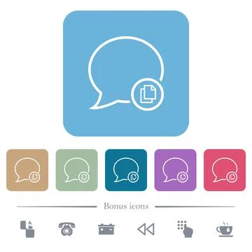 Copy message outline flat icons on color rounded square backgrounds Stock Illustration