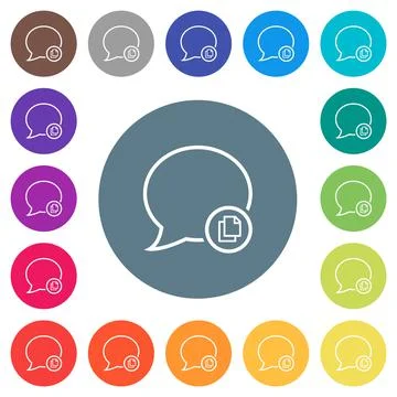 Copy message outline flat white icons on round color backgrounds Stock Illustration