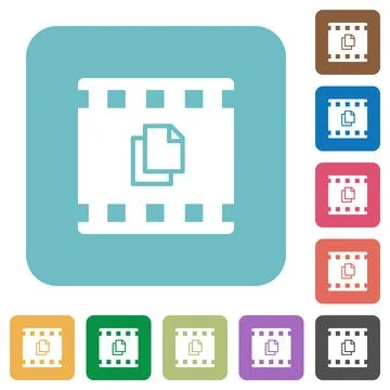 Copy movie rounded square flat icons Stockillustratie
