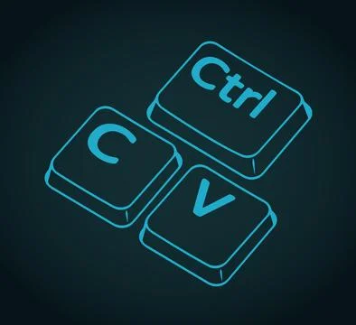 Copy paste keys ironic illustration Stock Illustration