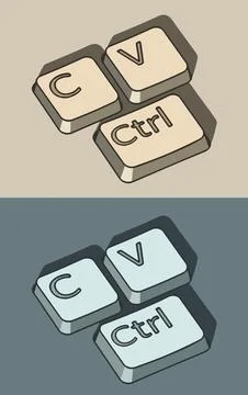 Copy paste keys ironic illustrations Stock Illustration