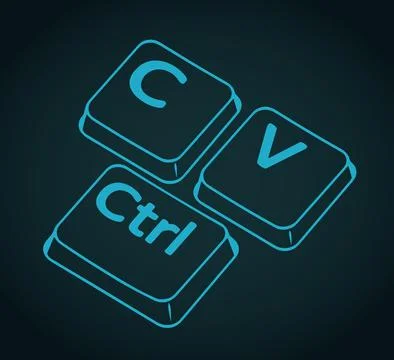 Copy paste keys stylized illustration Stock Illustration