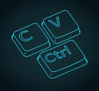 Copy paste keys stylized ironic illustration Stock-Illustration