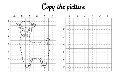 Copy the picture. Draw by grid. Coloring book pages for kids. Handwriting Stock Illustration