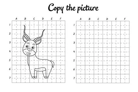 Copy the picture. Draw by grid. Coloring book pages for kids. Handwriting pra Illustrazione stock