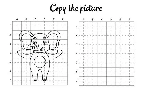 Copy the picture. Draw by grid. Coloring book pages for kids. Handwriting pra Stock Illustration