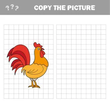 Copy the picture, the simple educational game for preschool children - Cock Stock Illustration