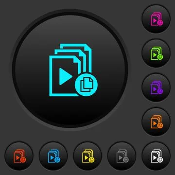 Copy playlist dark push buttons with color icons Stock Illustration