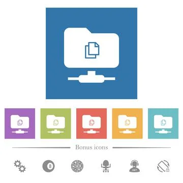 Copy remote file on FTP flat white icons in square backgrounds Ilustración de archivo