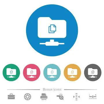 Copy remote file on FTP flat round icons Stock Illustration
