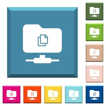 Copy remote file on FTP white icons on edged square buttons Stockillustratie