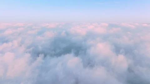 Copy space 4K aerial background footage, Scenic blue pink cloudscape, eco nature Stock Footage 191336838