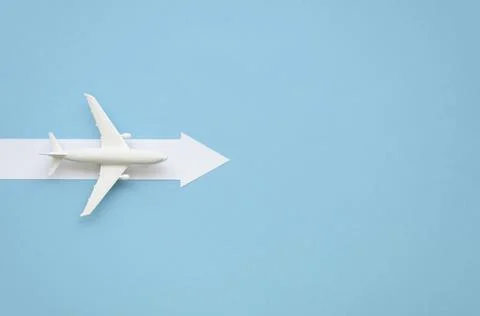Copy space airplane with arow direction. High quality photo Stock Photos