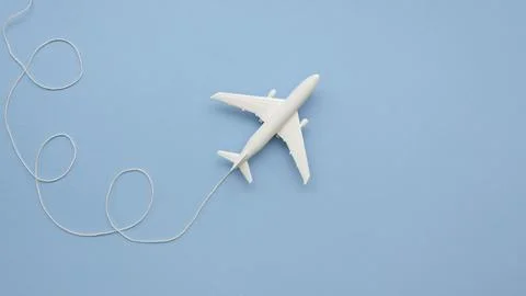 Copy space airplane toy table Stock Photos