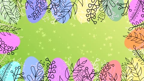 Copy space animation for easter holiday with eggs and waving plants frame Stock Footage 265140597