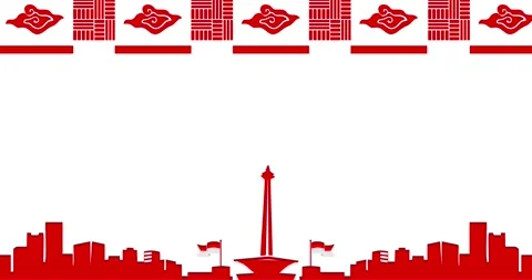 Copy space animation with Indonesian red and white decoration Vídeo Stock 336455729